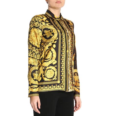 versace gold shirt women patchwork|Versace button up shirt.